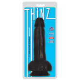Thinz 7 Inch Slim Dildo with Balls - Black